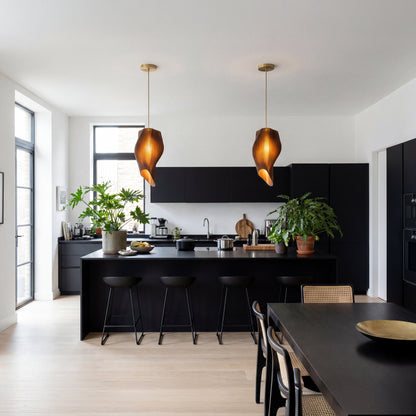 Luxury Cappuccino Brown Wave Pendant Light – Sculptural Statement Designer Ceiling Lighting