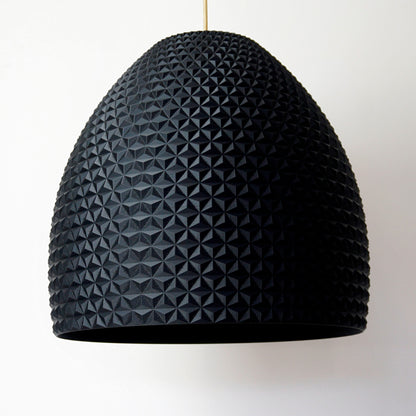 Side view of Black Dome Geometric Pendant Light showing geometric facets and matte black finish