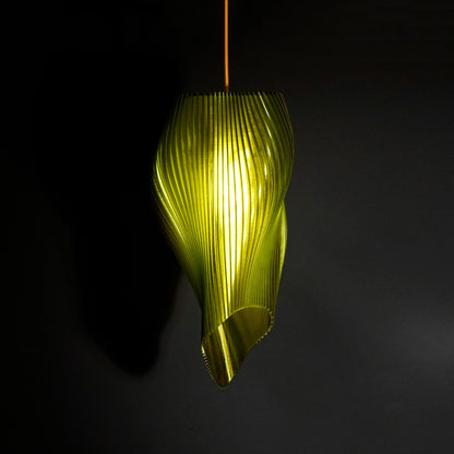 Green Long Wave Pendant Light with elongated sculptural design and glossy green finish for modern interiors