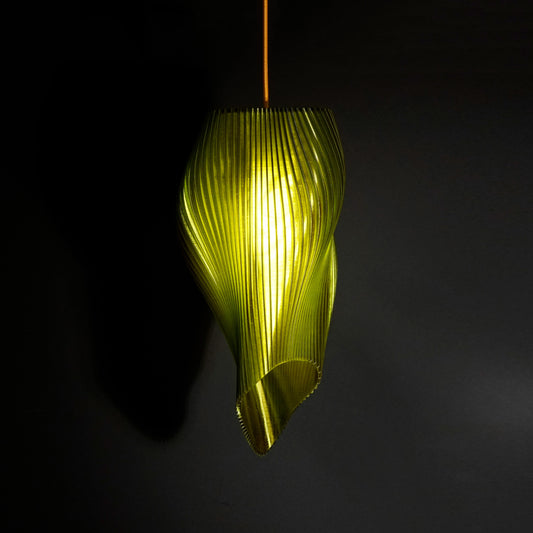 Green Long Wave Pendant Light with elongated sculptural design and glossy green finish for modern interiors