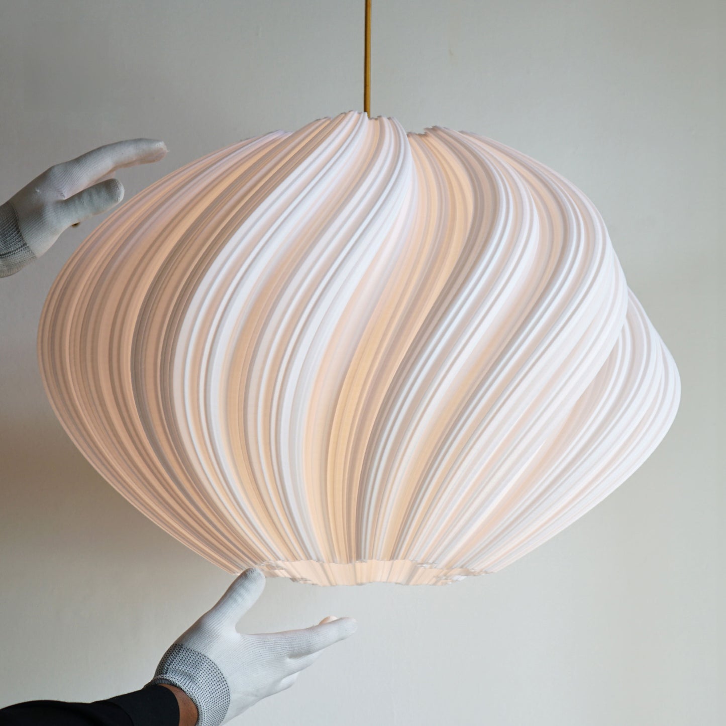 Close-up of Large White Seashell Pendant Light highlighting sculptural curves and dynamic texture
