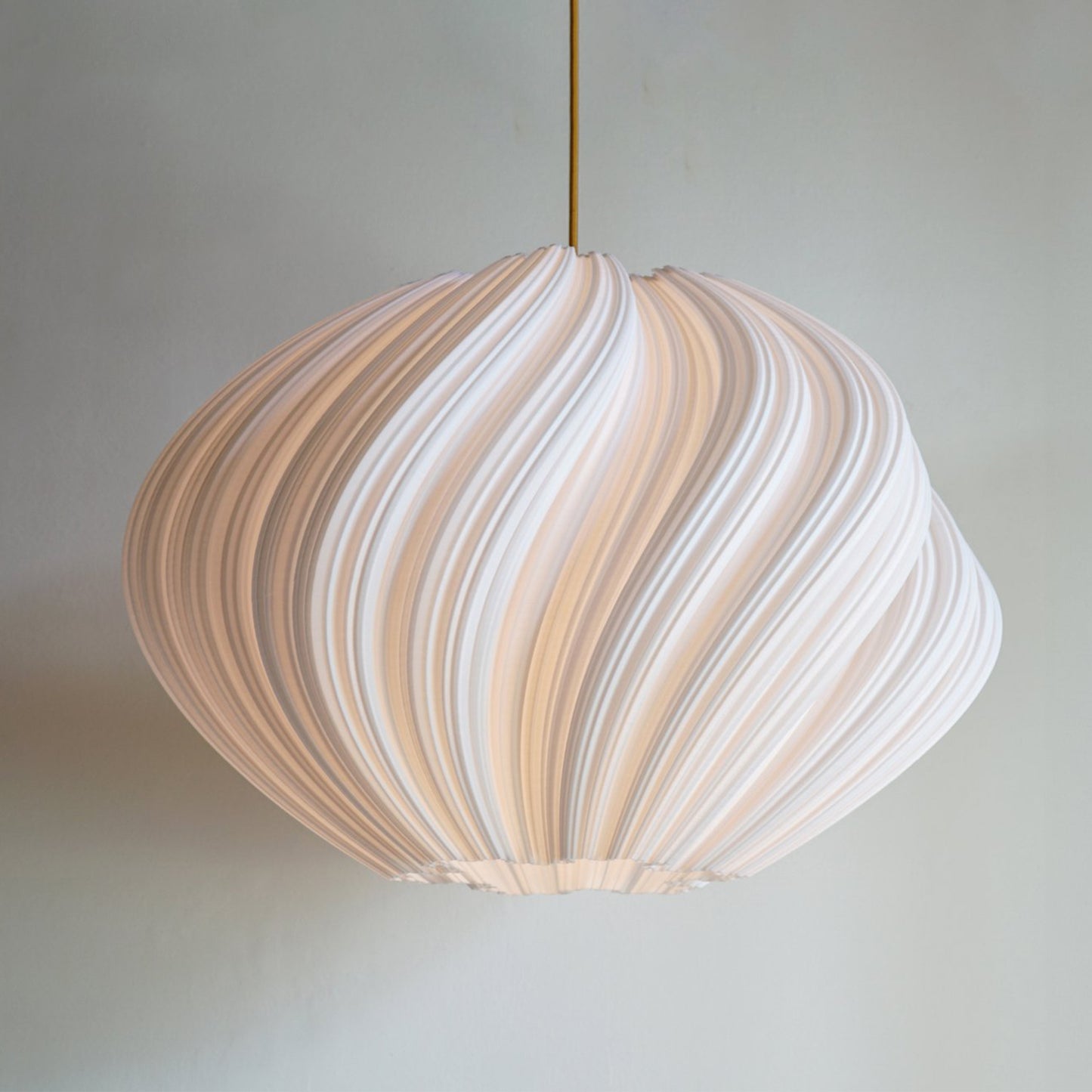 Large White Seashell Pendant Light with luxury sculptural spiral design for high ceilings