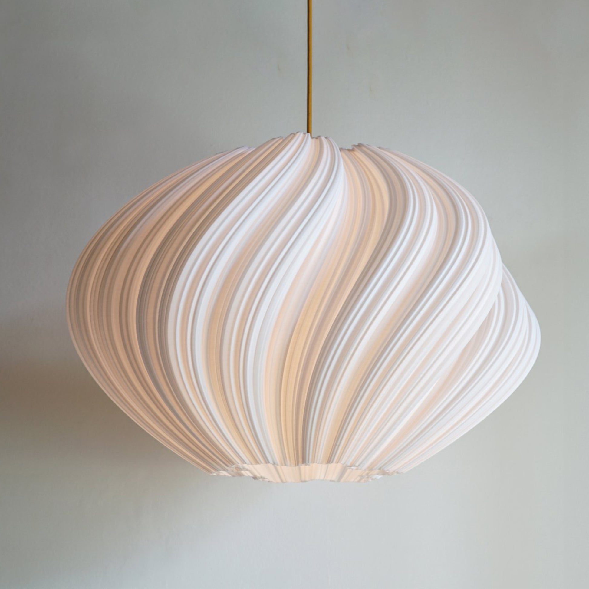 Large White Seashell Pendant Light with luxury sculptural spiral design for high ceilings