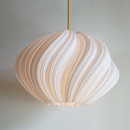 Large White Seashell Pendant Light with luxury sculptural spiral design for high ceilings