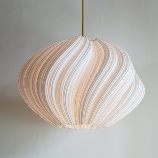 Large White Seashell Pendant Light with luxury sculptural spiral design for high ceilings