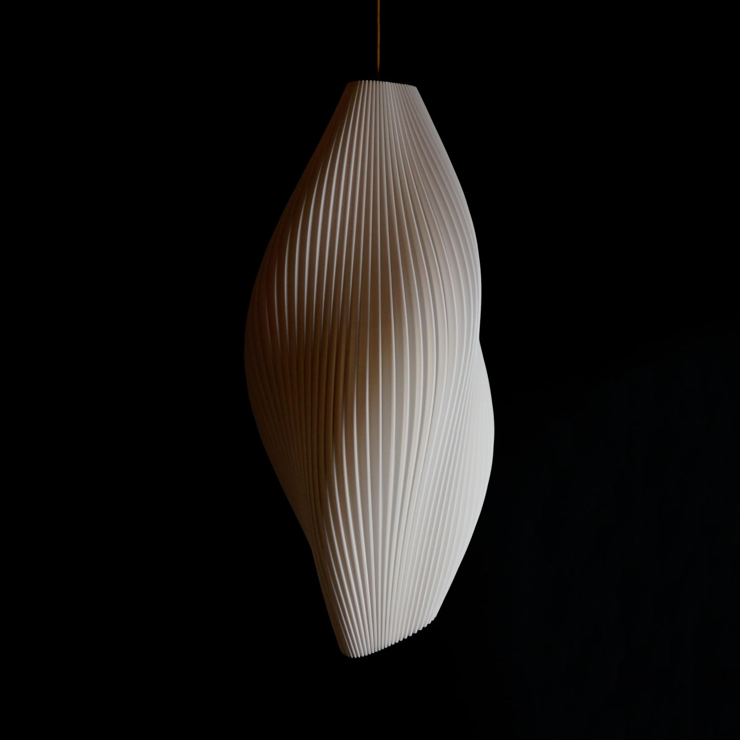 Large White Wave Pendant Light shown turned off highlighting sculptural wave-inspired curves and elegant design