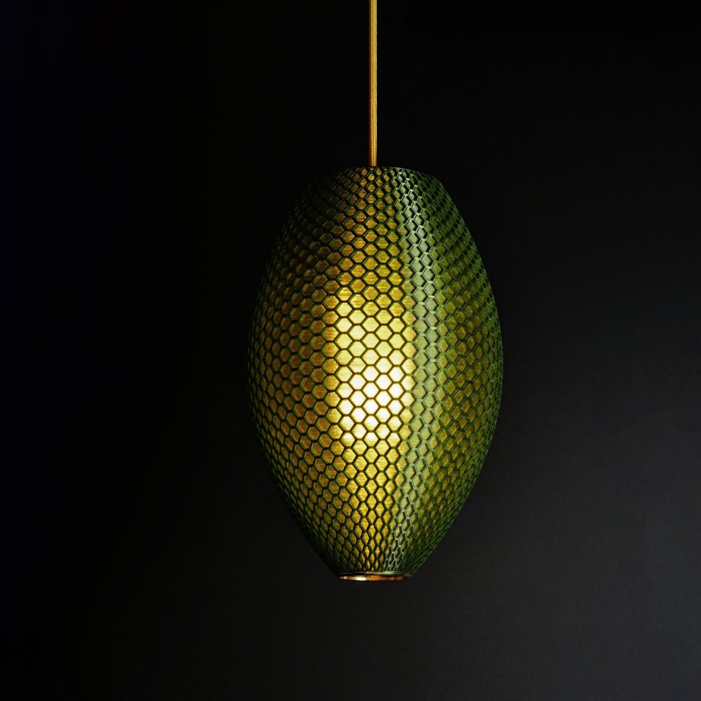Long Emerald Green Hive Pendant Light with luxury sculptural geometric design
