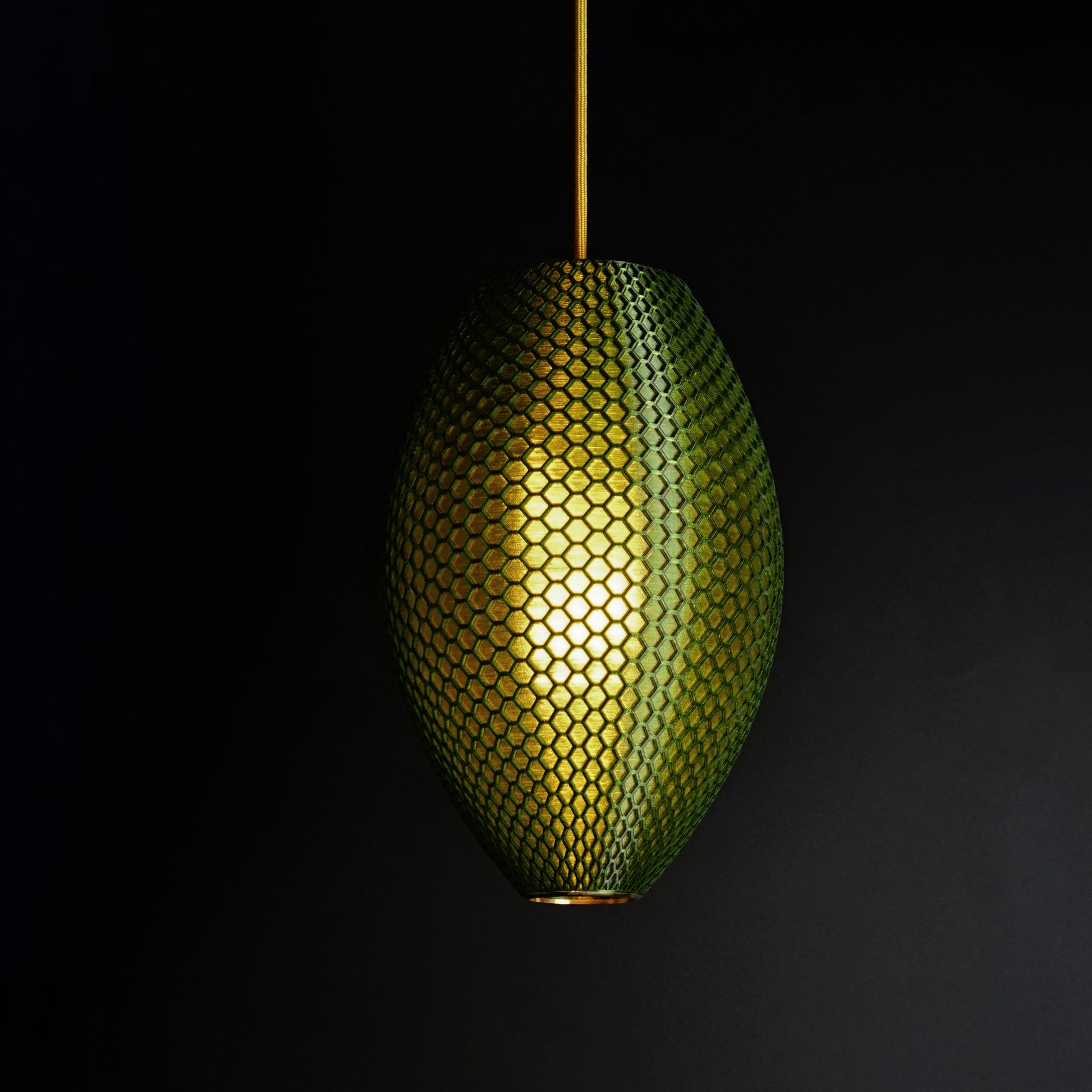 Long Emerald Green Hive Pendant Light with luxury sculptural geometric design