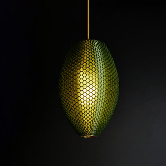 Long Emerald Green Hive Pendant Light with luxury sculptural geometric design