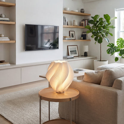 Small White Spiral Wave Desk Lamp