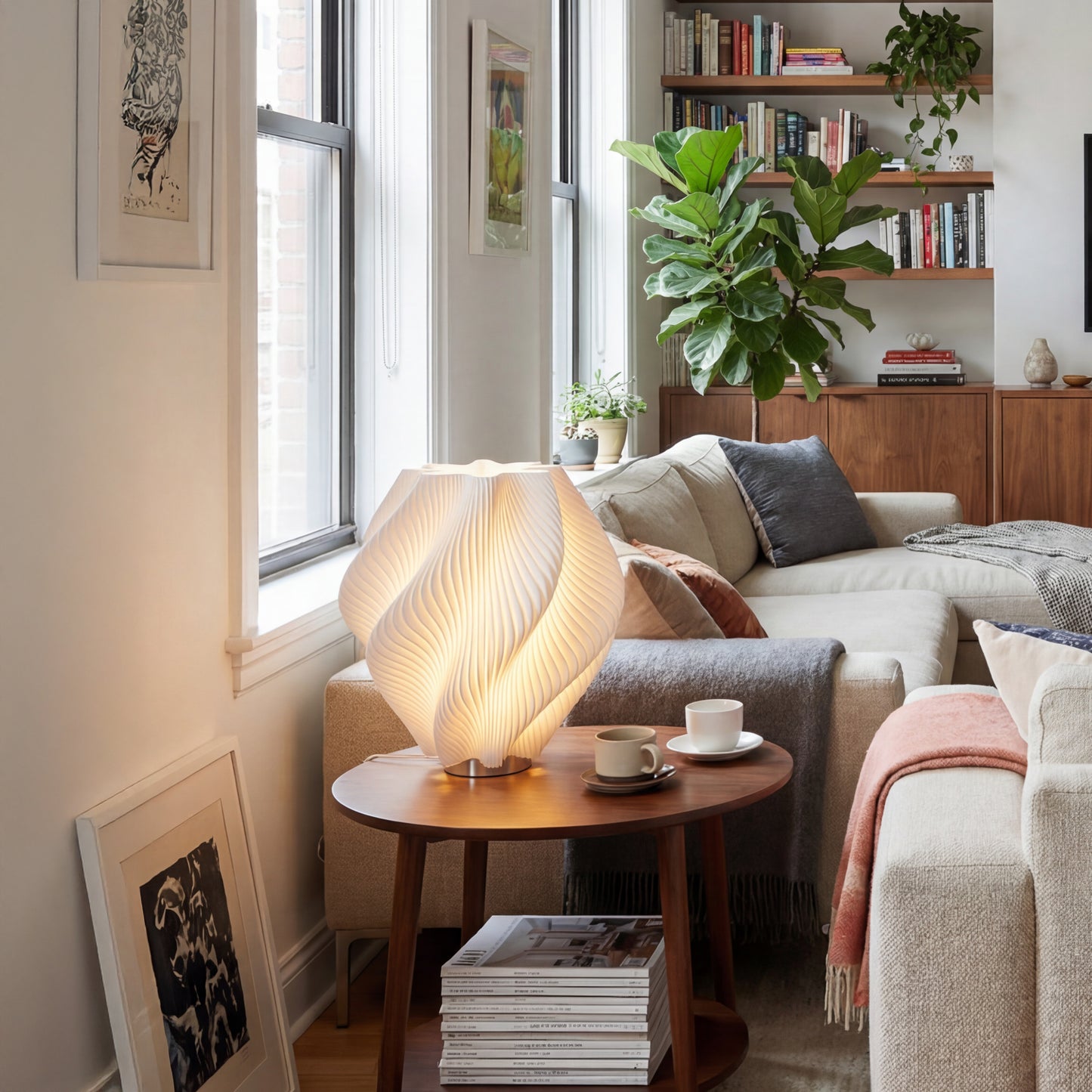 Small White Spiral Wave Desk Lamp