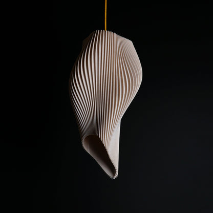Straw Long Wave Pendant Light shown turned off highlighting elongated wave form and textured straw finish