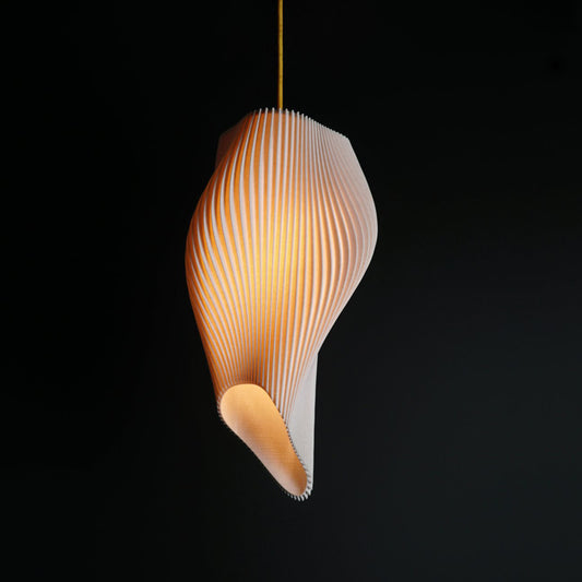 Straw Long Wave Pendant Light with textured organic design and elongated sculptural form for luxury interiors