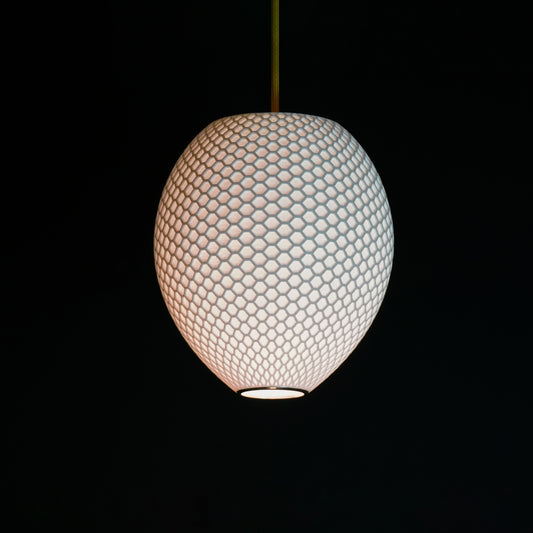 White Round Hive Pendant Light with luxury sculptural geometric design for modern interiors